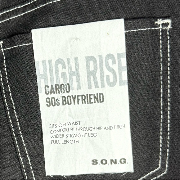 S.O.N.G. Women’s High Rise Carpenter 90’s Boyfriend Cut Pants Black size 7/28 - Picture 4 of 12